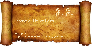 Hexner Henriett névjegykártya